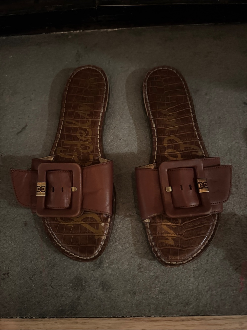 Sam Edelman Woman’s Brown Leather Slide Sandals with Buckle Accent
Granada
SZ 9